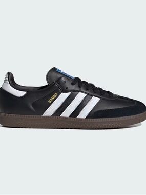 Adidas Samba Black Leather Sneakers with White Stripes - size 6